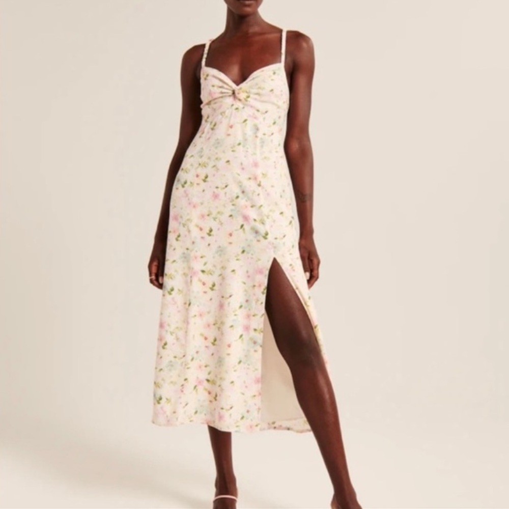 Abercrombie & Fitch Floral Midi Dress - Pink and Cream